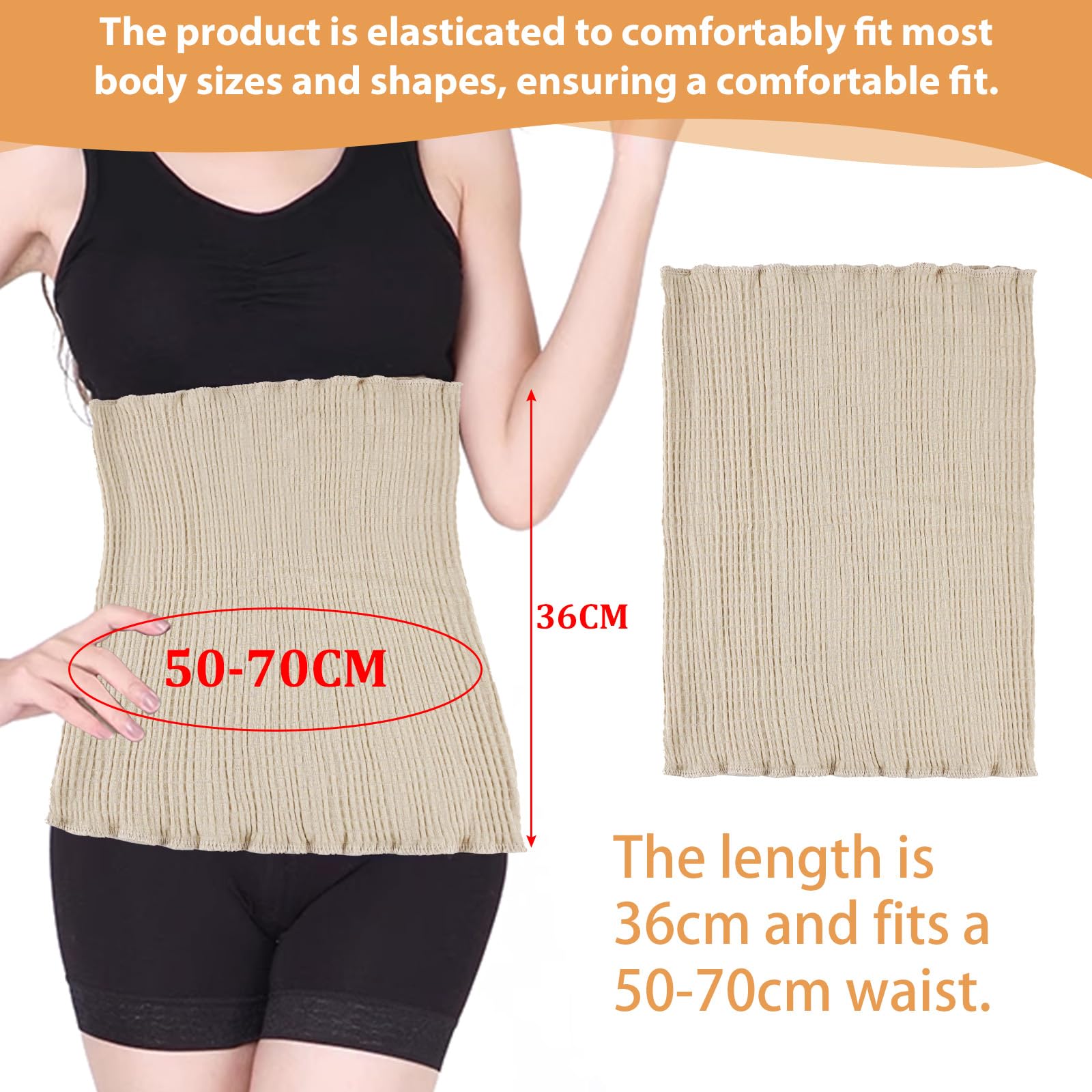 NAROSEBE Cintura Termica Lumbar Calentador de Riñones de Cachemira Suave Cinturón de Calor Cintura invierno para Mujer y Hombre para Primavera, Otoño e Invierno, Cintura Elástica Fino, Color de Piel
