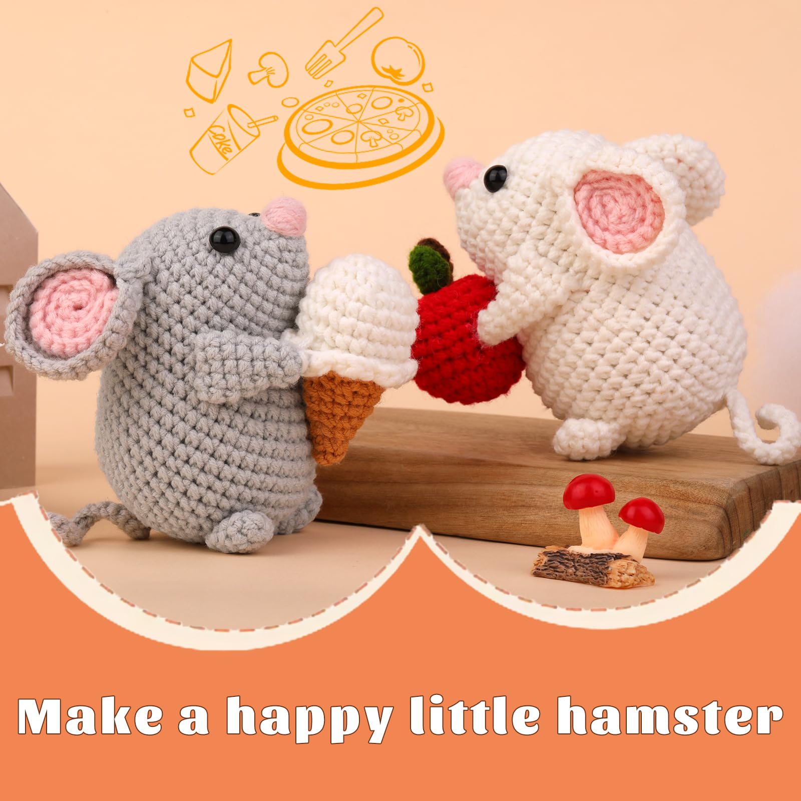Kogyxe Kit de ganchillo para principiantes, kits de animales de ganchillo Amigurumi con tutoriales de video paso a paso, kit de iniciación de ganchillo para adultos principiantes, 2 familias de