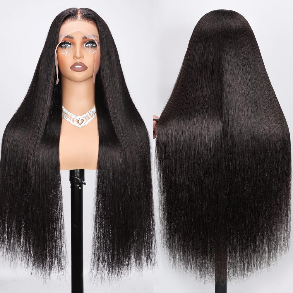 Hermosa 13x4 Lace Front Human Hair Wigs Pre Plucked with Baby Hair 220% Density 12A Brazilian Straight Human Hair Lace Front Wigs for Women Natural