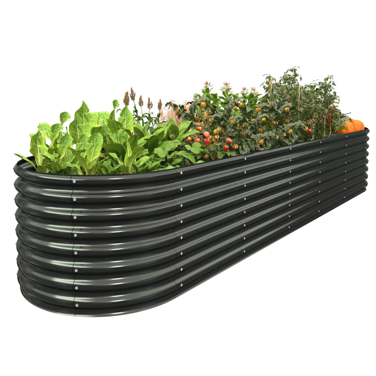 FRIZIONE 11FT(L)×3FT(W)×2FT(H) Galvanized Raised Garden Bed Outdoor, Metal Raised Garden Beds for Flower, Raised Planter Box Outdoor for Herb, Vegetable-Gray
