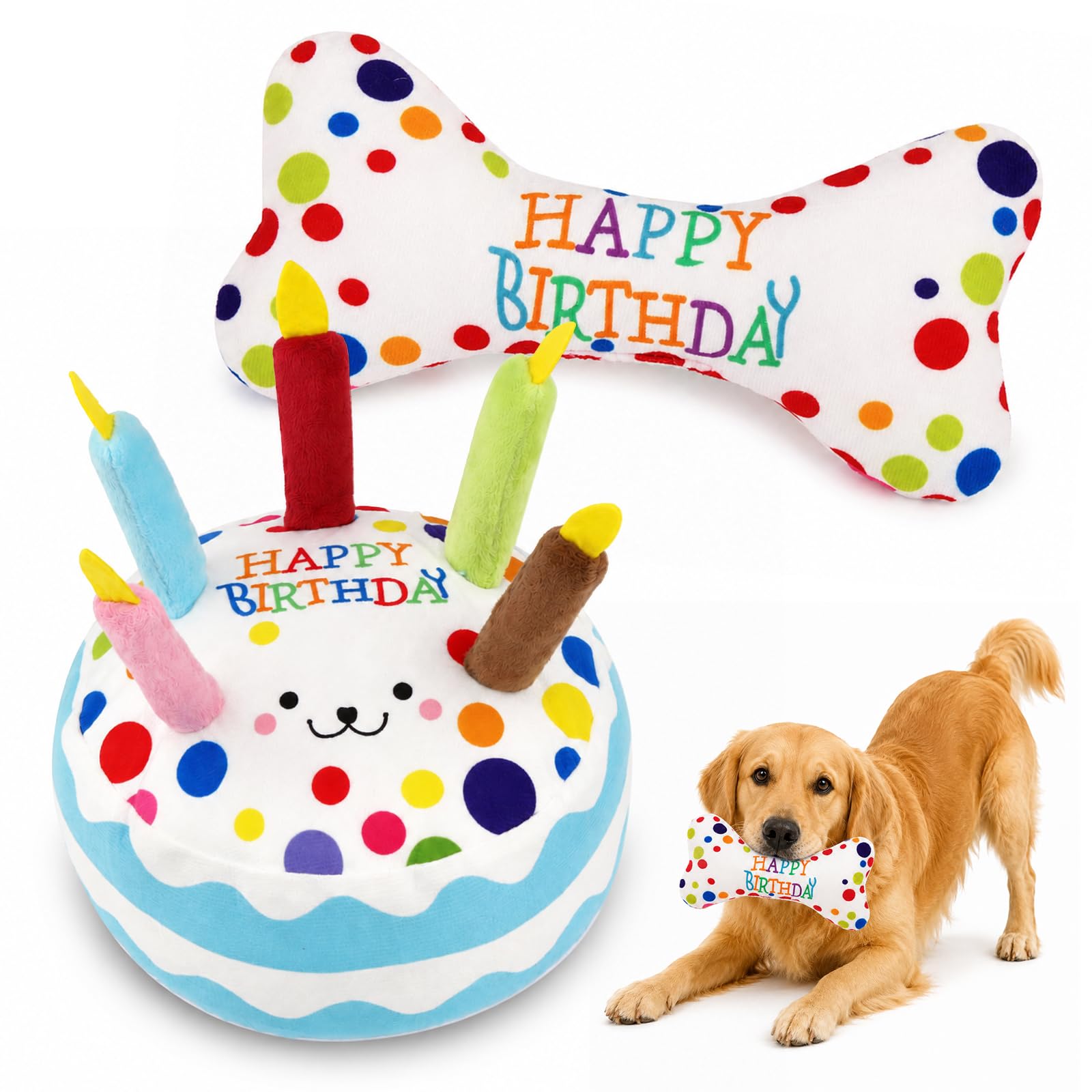 Dog Toys for Small Dogs, Dog Birthday Present Bone Shaped Squeaky Dog Toy
