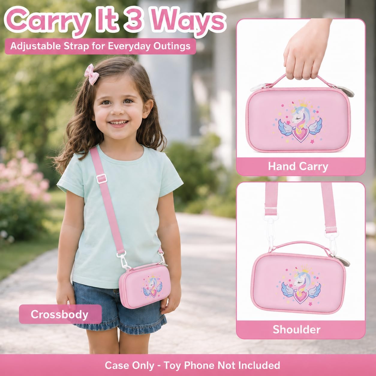 Smart Phone Case for KOKODI/for Luoba/for Yosfeng/for Luyiilo | Cute Pattern, PU Surface, Shoulder Strap, Handle, Mesh,Store Accessories Such as USB Charging Cable, Travel, Case Only, Pink