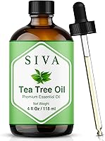 SIVA Tea Tree Essential Oil 4oz - 100% Pure Natural for Diffuser, Skin, Hair Care, Scalp, Aromatherapy & Massage - with Dropper