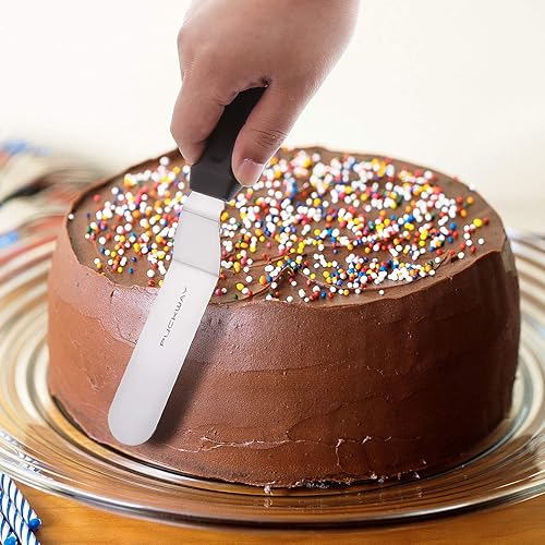 Miniatura 6 de Juego de 3 cuchillos de glaseado offset para tartas de 6, 8 y 10 pulgadas, espátula de glaseado en ángulo para decorar