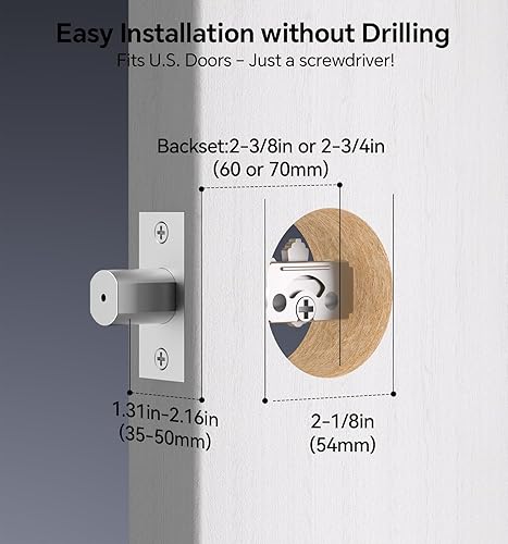 Miniatura 5 de Juego de cerrojo de teclado de huellas dactilares con asa, cerradura de puerta de entrada sin llave, cerraduras de puerta para juego de cerradura de