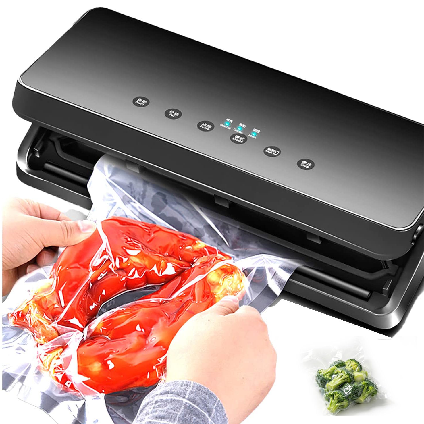 Máquina Selladora al Vacío 65KPA, Sellador de Alimentos al Vacío de Pulso Seco y Húmedo con Ancho de Sellado de 30CM, Bandeja de Jugo Desmontable para Conservación de Alimentos en Casa y Comercial