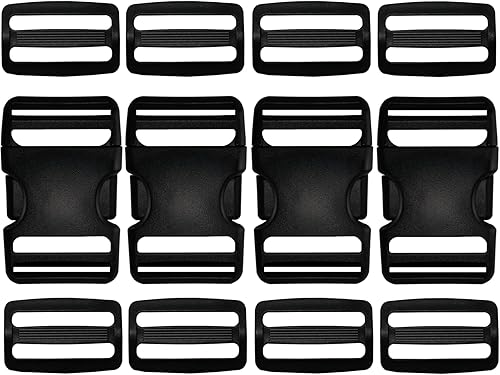 Miniatura 8 de Buckles for Straps 1 Inch, Quick Side Release Plastic Buckle Clip 6 Pack + Tri-Glide Slide Clip 12 PCS, Heavy Duty Dual Adjustable No Sewing,