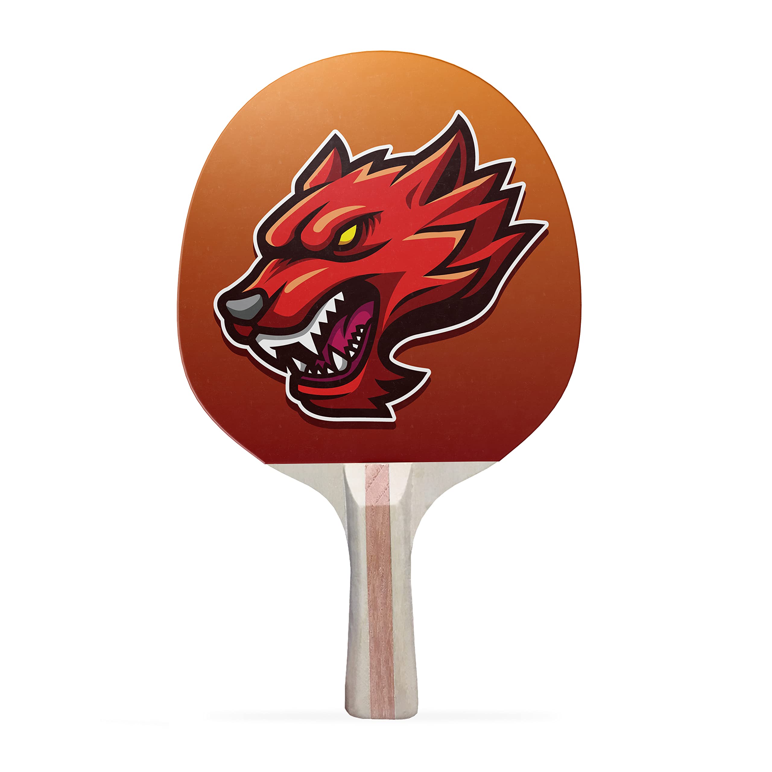 TigerTail Sports Red Wolf Colorful Design Ping Pong Paddle, Premium 5 Ply Table Tennis Racket (Black on Back)