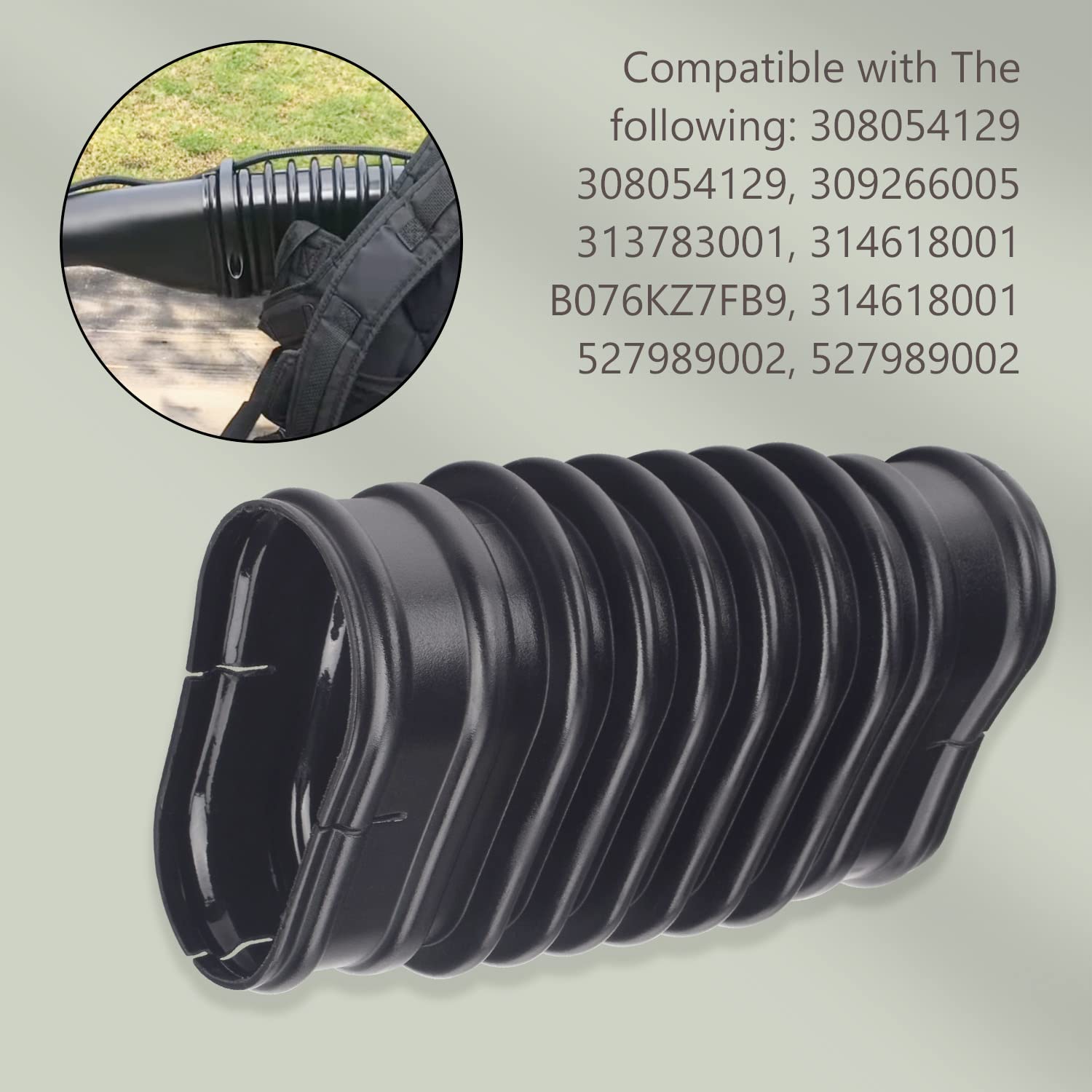 580473001 - Tubo flexible de repuesto para soplador de mochila Ryobi RY38BP de 38 cc y soplador de mochila Ryobi de 40 voltios RY40440, RY40404NV y RY40404NVM