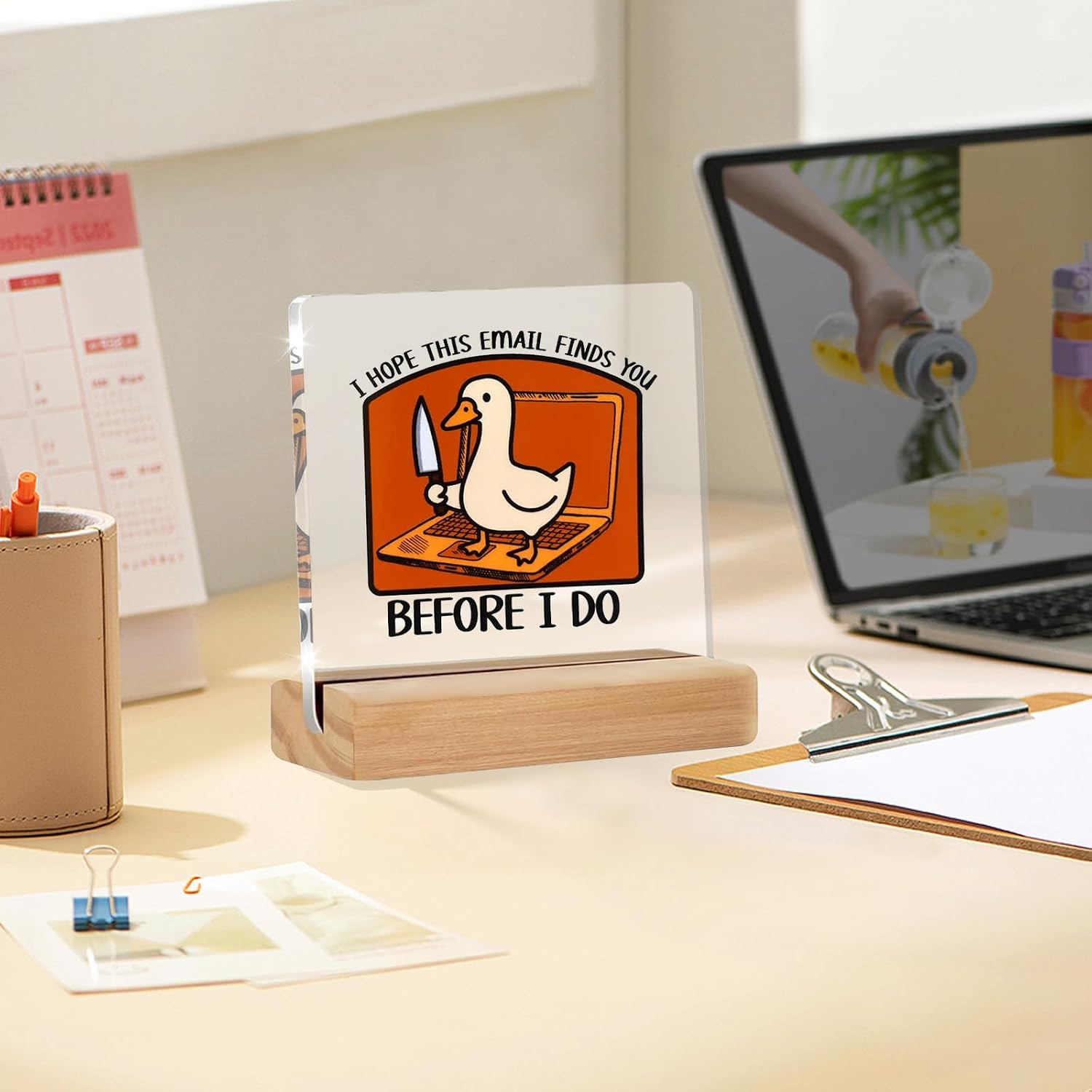 Funny Office Desk Decor Sign” – 4x4 Inch Funny Office Decor with Stand – Hilarious Gift for Coworkers, Boss, or Friends (I Hope This Email) image 2