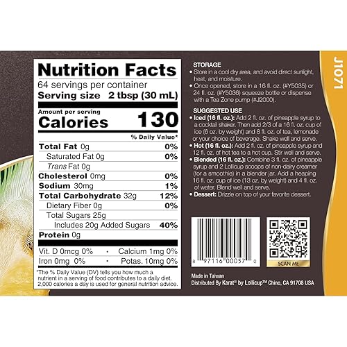 Miniatura 3 de Sirope concentrado saborizante, 64 onzas líquidas Para preparar granizados, batidos, té saborizado, yogur helado y cócteles alcohólicos