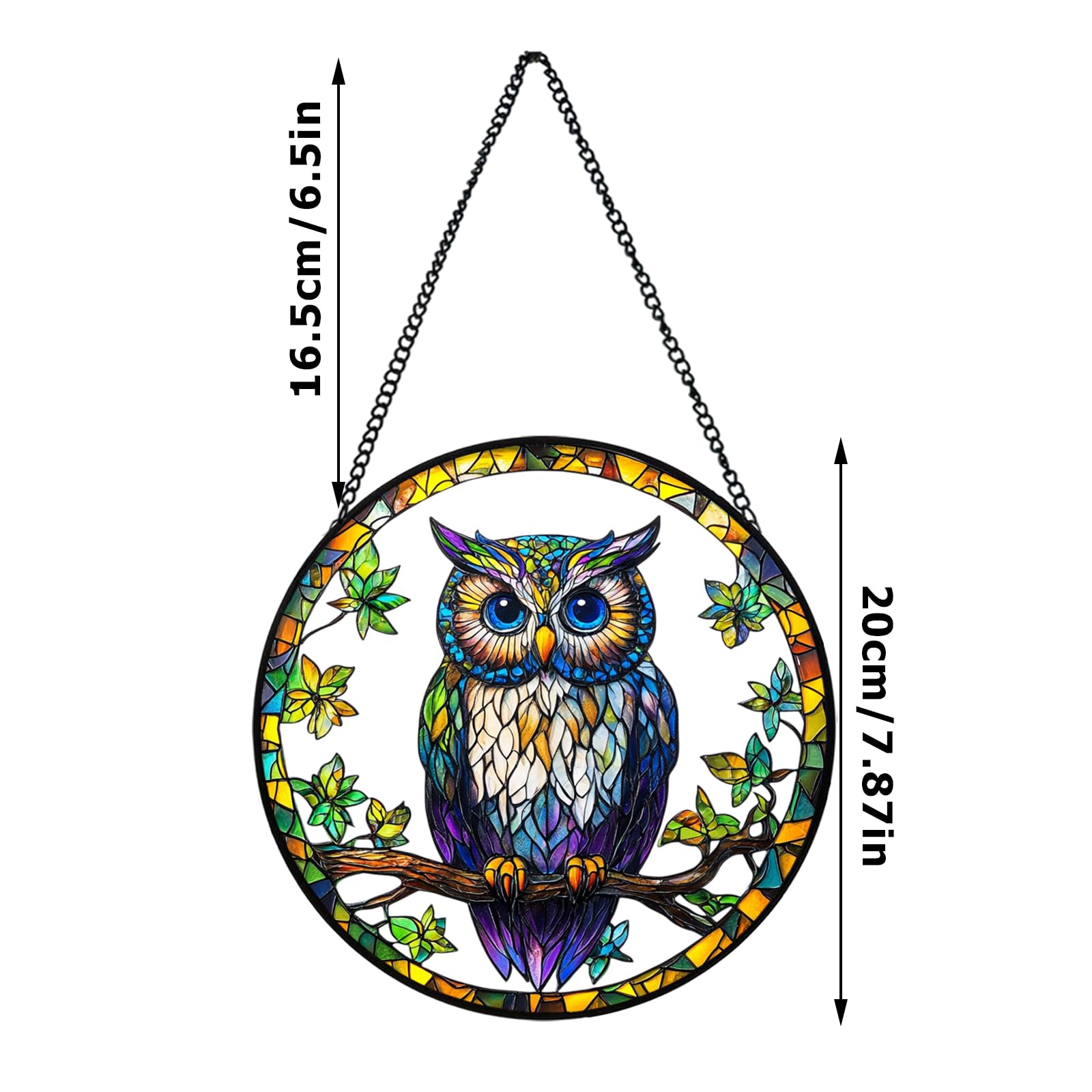 Xuoxeji Owl Sun Catchers Indoor Window Decor, 20cm/7.87in Stained Glass Ornament for Women - Image 2