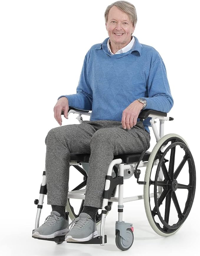 OasisSpace Shower Wheelchair with Commode 400LB, Rolling