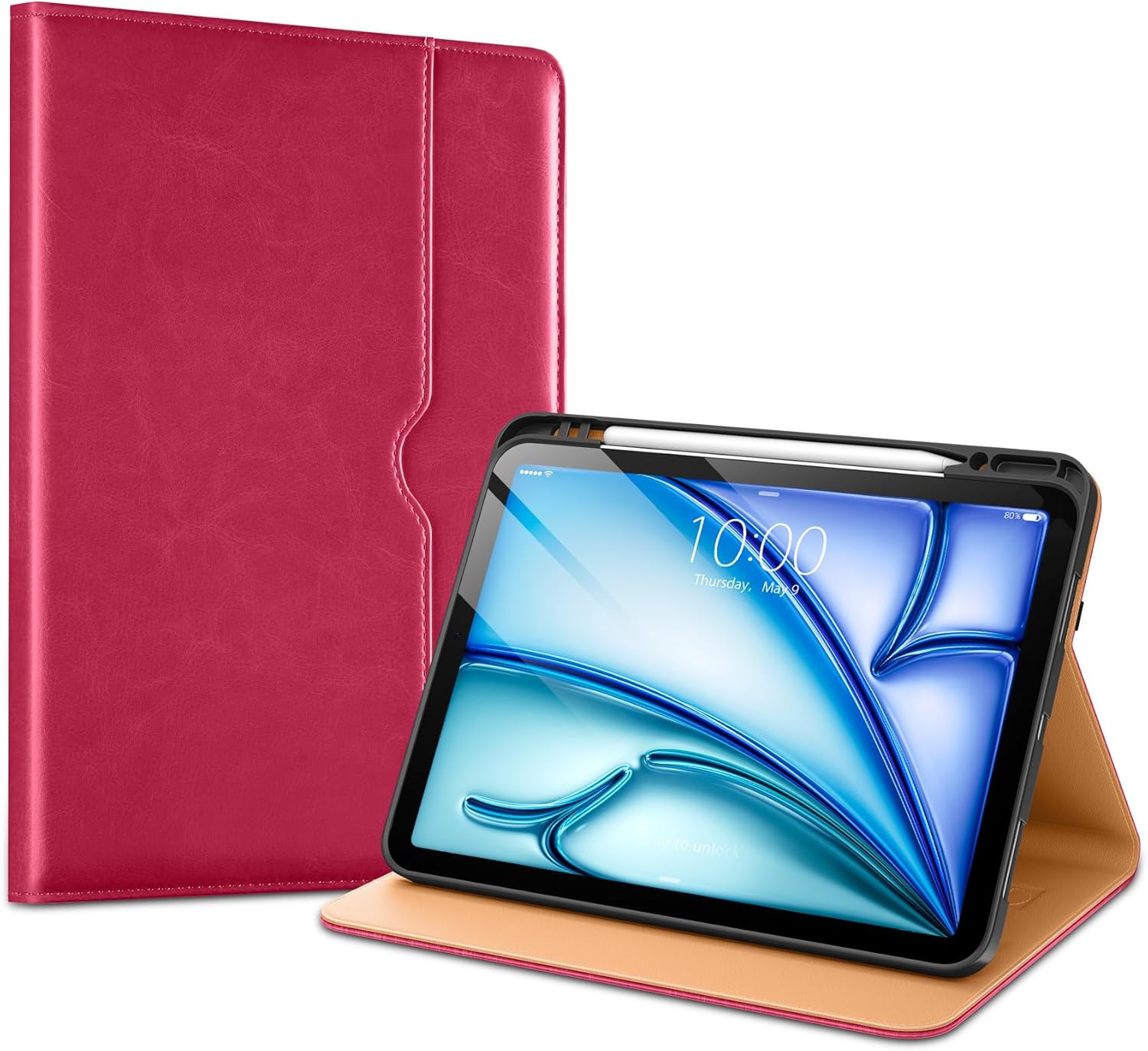 VIKESI Case for iPad Air 13 inch (M3) 2025 / (M2) 2024,Premium Leather Folio,Apple Pencil Holder,Auto Sleep/Wake,Stand Cover - Navy Blue