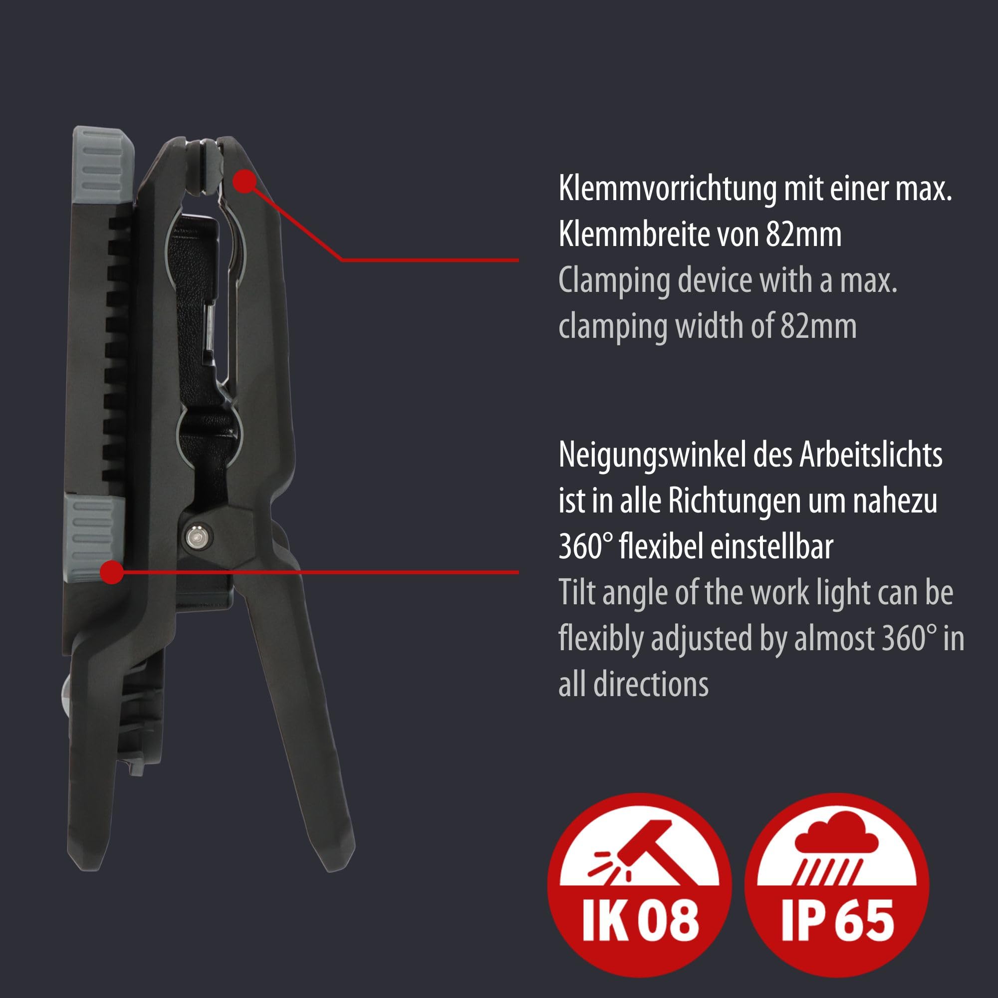 Brennenstuhl Professional LED Foco de trabajo híbrido CL 5050 MBAH (Foco de obra LED 50W, 6800lm, IP65, tecnología híbrida: cable de 5m y batería recargable, control Bluetooth)