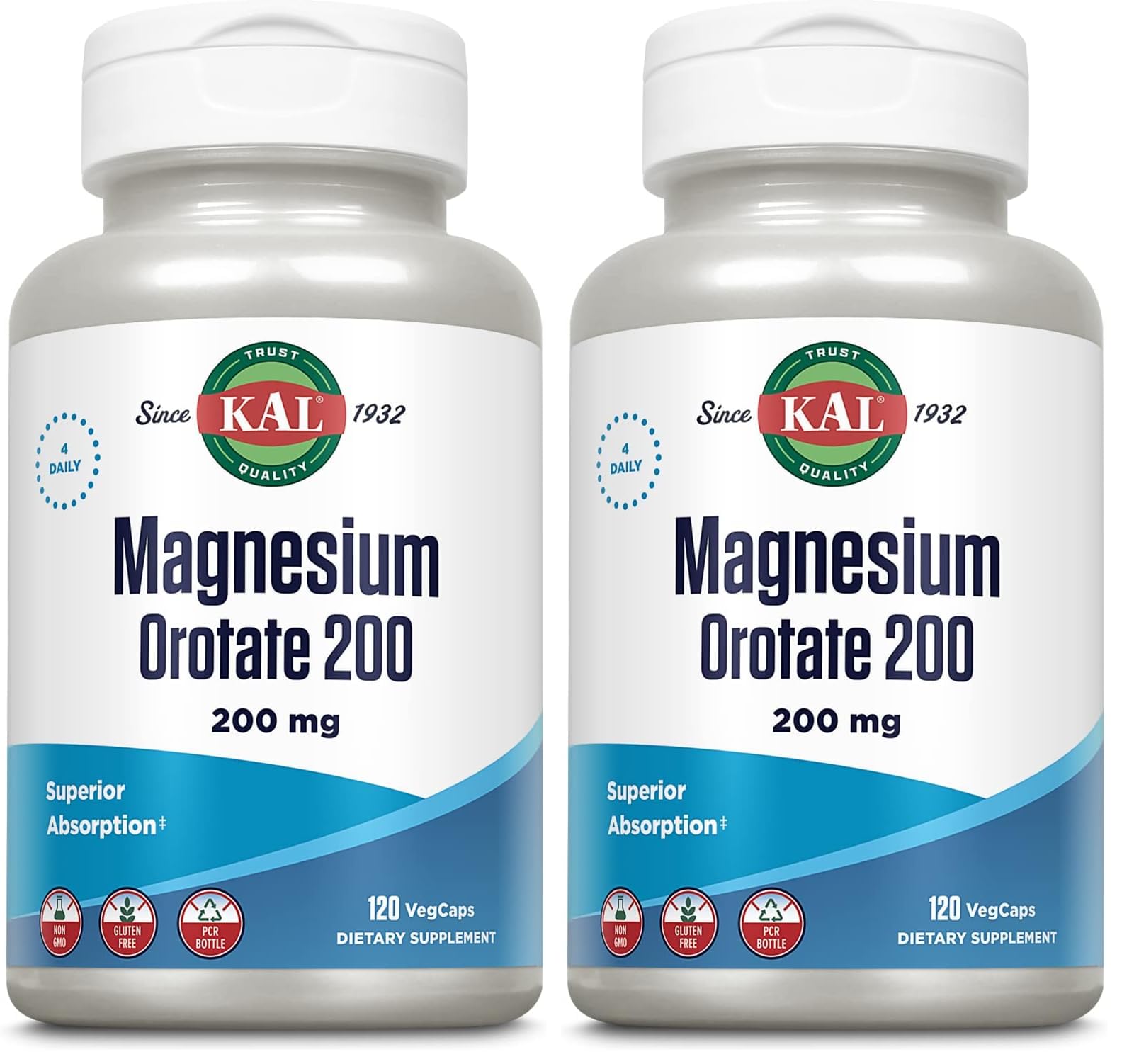 Kal 200 Mg Magnesium Orotate Tablets, 60 Count (Pack of 2) 120 Count (Pack of 2)