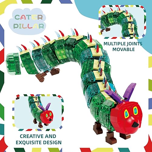 Miniatura 5 de QLT The Very Hungry Little Caterpillar - Juego de construcción compatible con Lego Ideas, creativo juego de construcción de insectos de 632 piezas,