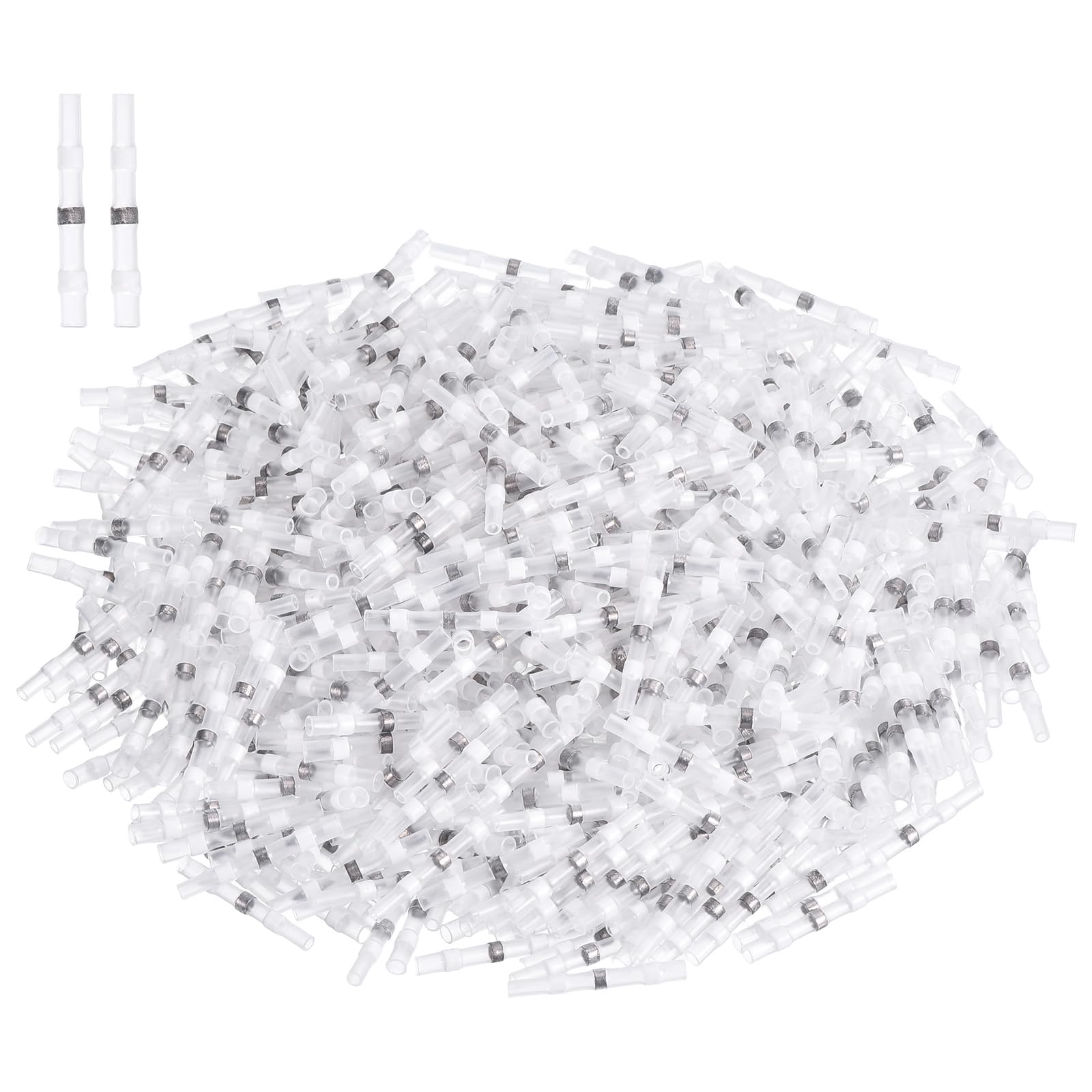 Rebower 800 Pcs Heat Shrink Wire Connectors, 26-24 AWG Waterproof Insulated Self Soldering Seal Butt Connector for Automotive Marine Boat Truck Electrical, White