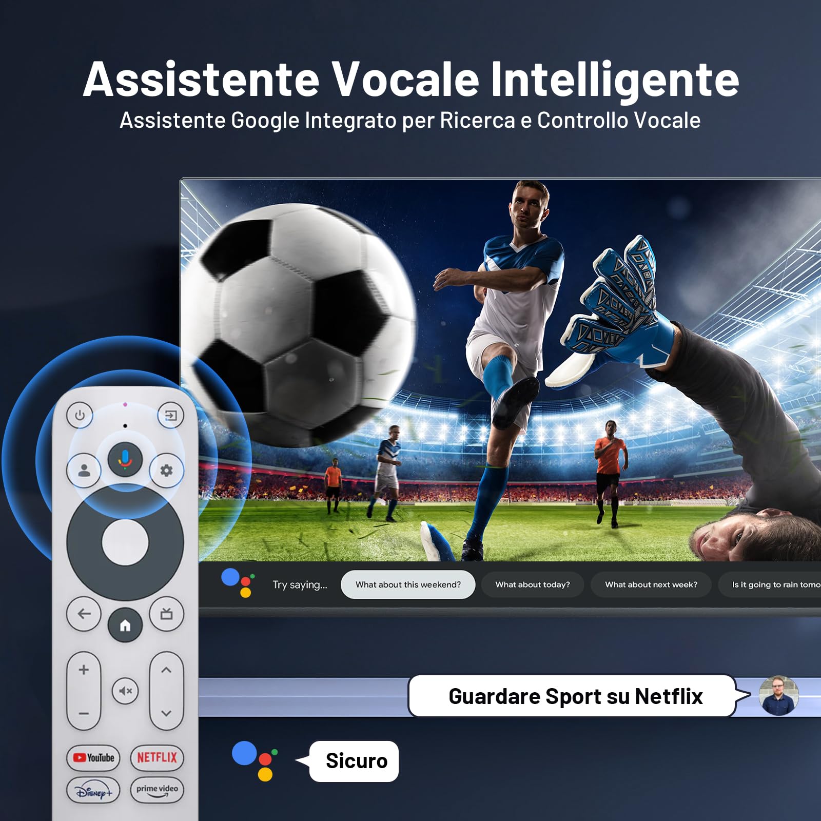 Kinhank Smart TV Box 4K UHD - TV Box Compatibile con Google TV y Netflix, Streaming Media Player Supporto Dolby Audio, HDR10+, Assistente Vocale, Chromecast, Dualband WiFi BT5.0, 2GB+16GB Box TV Smart