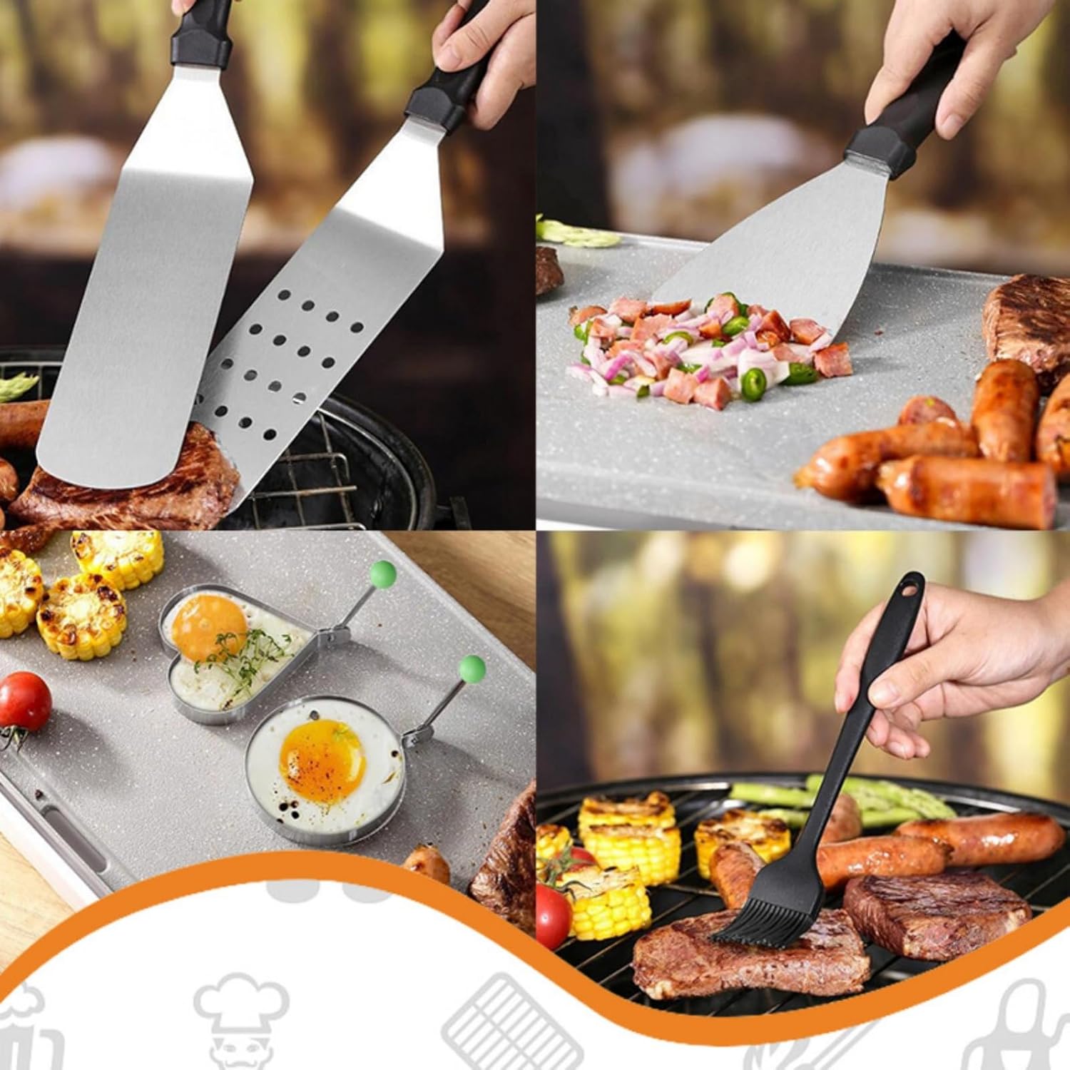 Portable Camping Kitchen Utensil Set-13 Piece Cookware Kit, Stainless Steel Outdoor Cooking and Grilling Utensil Organizer Travel Set for Travel, Picnics, RVs, Camping, BBQs, Parties