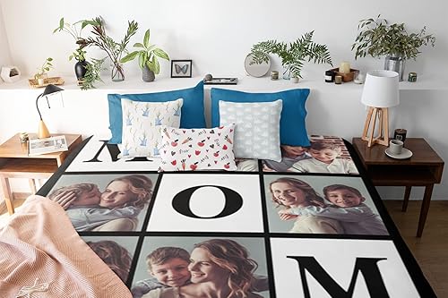 Miniatura 2 de TinyName Se envía al día siguiente, regalos personalizados para mamá, mantas personalizadas con fotos, texto, manta de vellón personalizada para