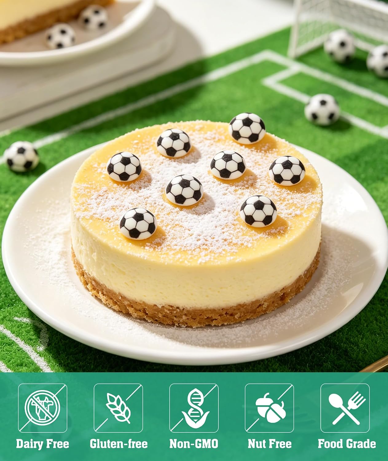 32 PCS Soccer Cupcake Toppers, Edible Football Cake Decorations for Kids Birthday Party, 3D Sugar Cake Toppers for Cupcakes Cookies Ice Cream, World Cup Sports Theme Party Supplies thumbnail
