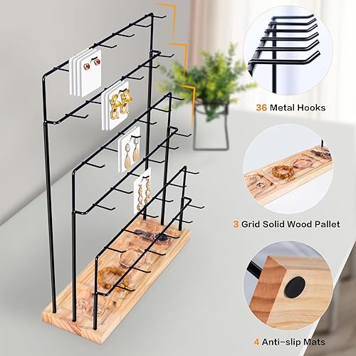 Miniatura 3 de GEAMSAM Soporte de exhibición de aretes para vender, soporte de exhibición para aretes, organizador de joyas para vender tarjetas de aretes,