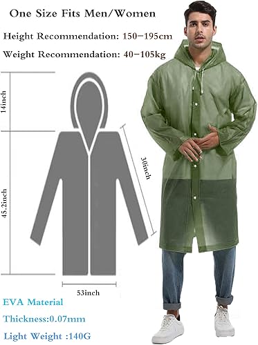 Miniatura 5 de 2 Ponchos de lluvia para adultos, impermeables, reutilizables, supervivencia de emergencia con capuchas y mangas, para mujeres y hombres