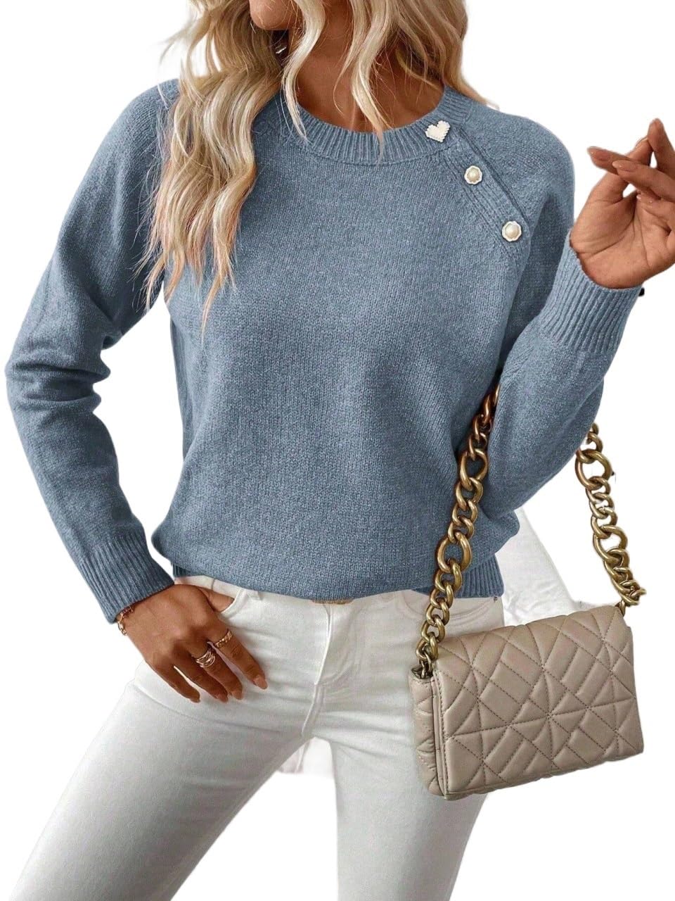 Women Fashion Sweaters Solid Color Placket Button Knit Sweater Autumn Winter Business Pretty Work Clothing