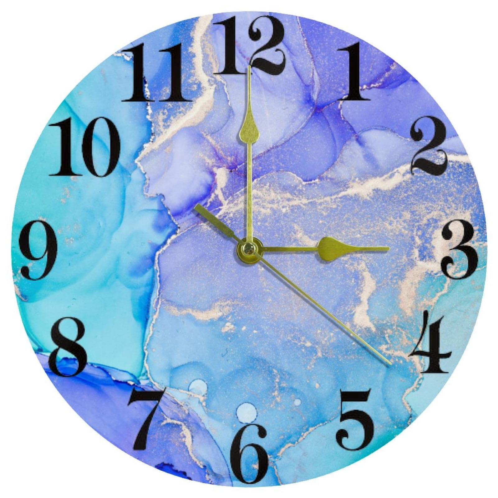 Horloge murale ronde vert-violet à quartz silencieuse pour salon