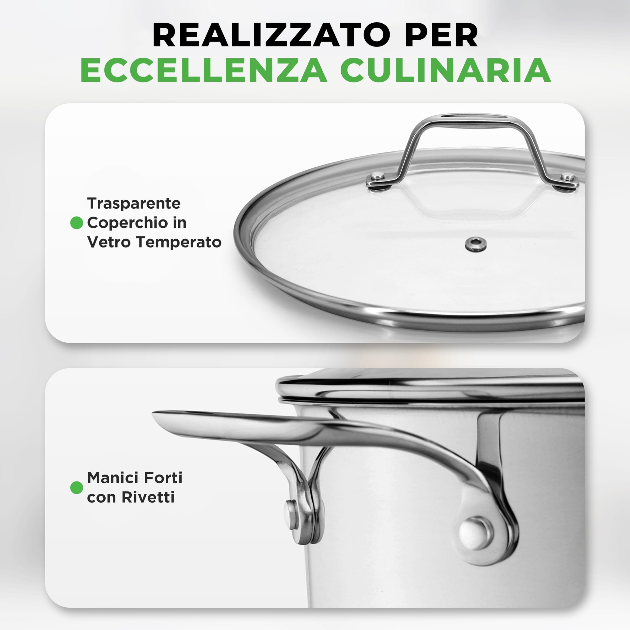 NutriChef Pentola in Acciaio Inox da 18 Litri, Grado Alimentare 18/8, Pesante, Adatta per Induzione, Ideale per Stufati, Cottura Lenta e Zuppe, con Coperchio Trasparente e Lavabile in Lavastoviglie