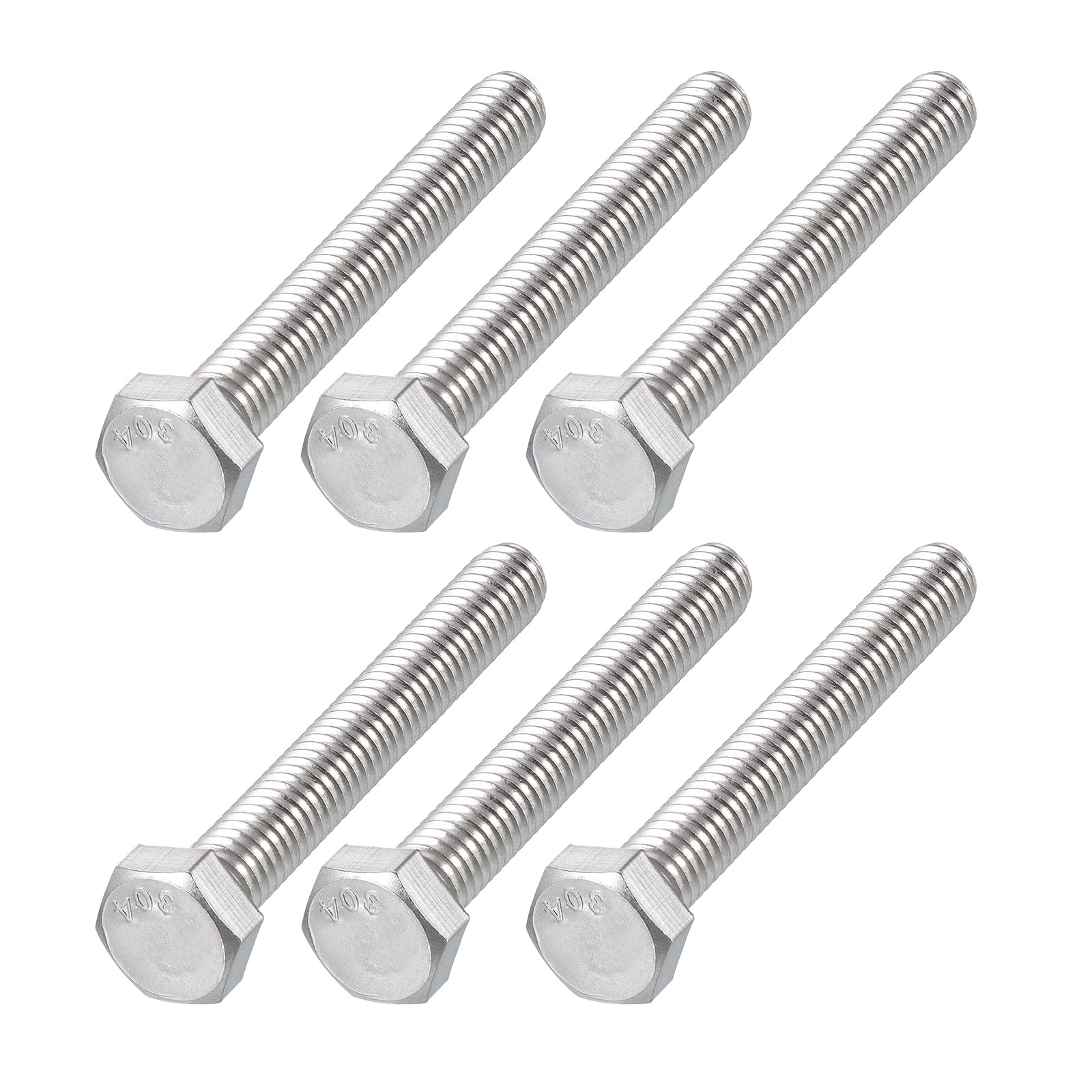 METALLIXITY Hex Head Bolts (5/16-18 x 2-1/2") 6Pcs, 304 Stainless Steel 18-8, Fully Threaded, External Hex Drive