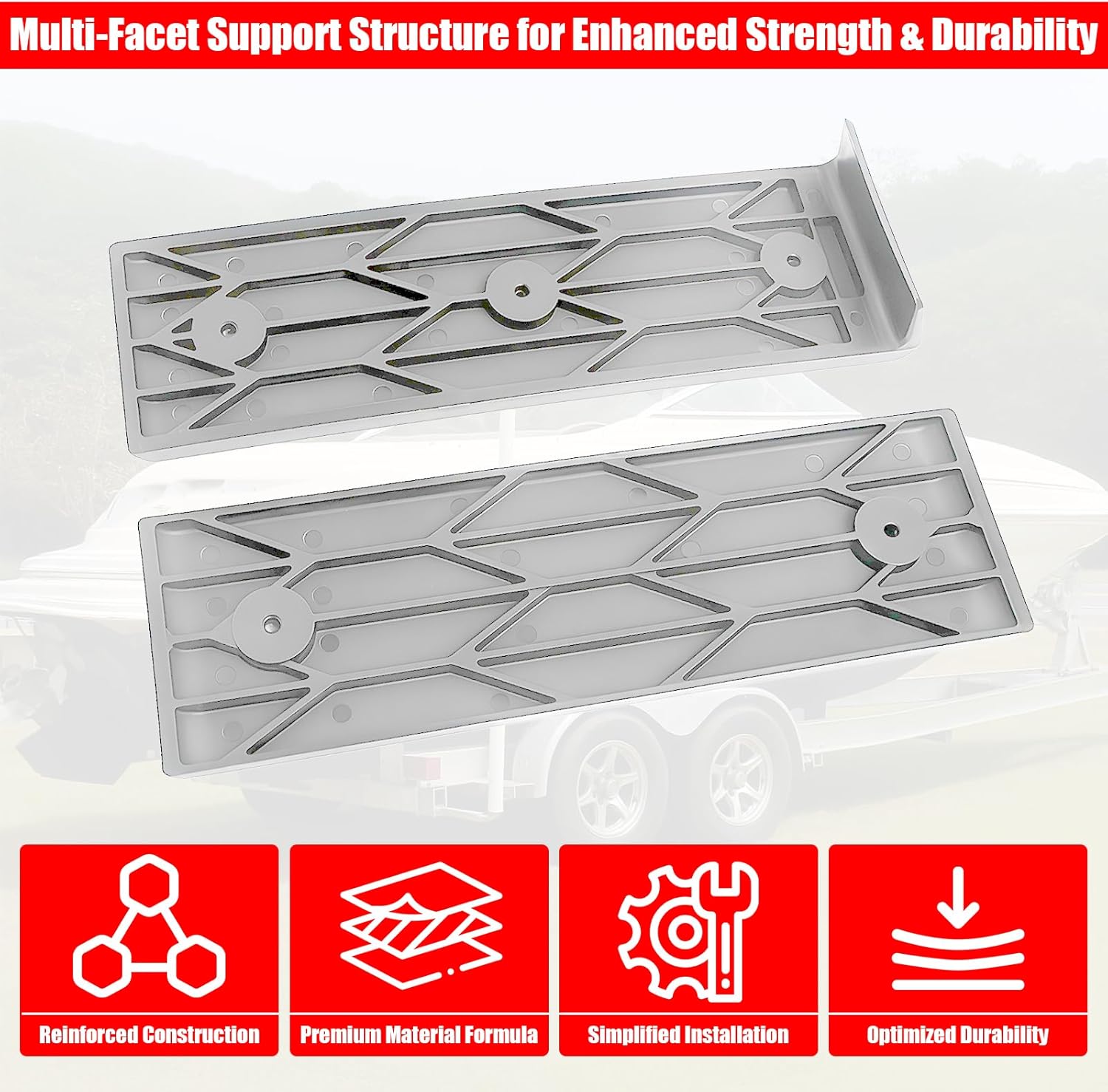 Boat Trailer Bunk Slides 3" x 10" 20-Pack, Heavy-Duty Bunk Slick Pads, Glide Bunk Enders for Easy Boat Launching & Loading, Fits Most Boat Trailers