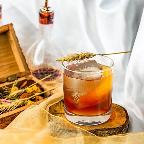 Miniatura 2 de Juego de 6 vasos de whisky, vasos de cóctel de vidrio antiguo de 10 onzas, vasos de vidrio transparente para whisky bourbon, jugo de ron escocés,