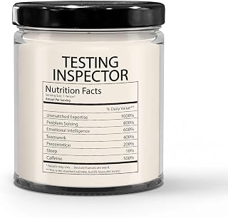 Funny Gifts for Testing Inspector Nutrition Facts Label - Birthday, Christmas Candle for Quality Inspector Test Engineer Quality Control Inspector - Vanilla Scented Soy Wax, 9oz