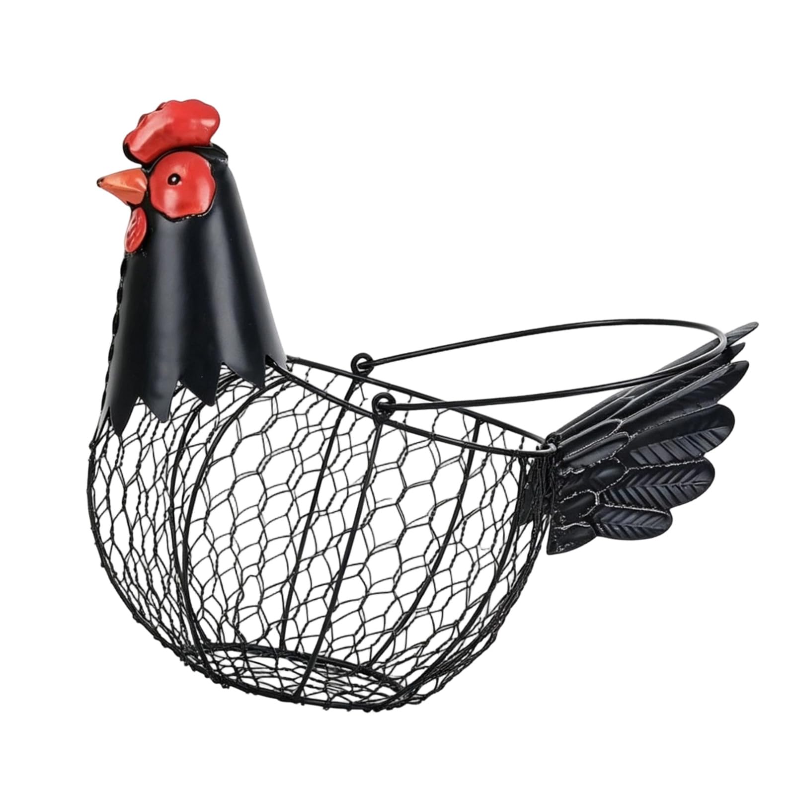 Decorative Chicken Themed Wire Eggs Container Ideal for Kitchen or Dining Room Storage Basket with Carry Handle Chicken Molded Oocyte Tray