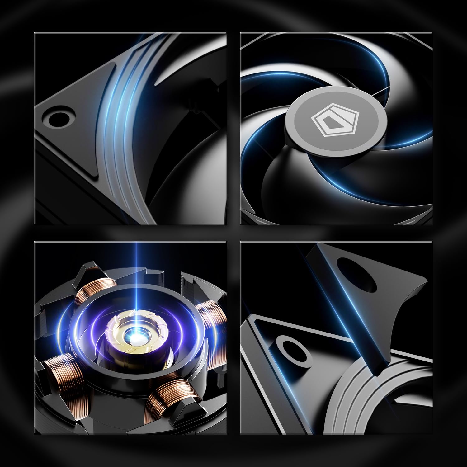 Close-up of fan blades and motor