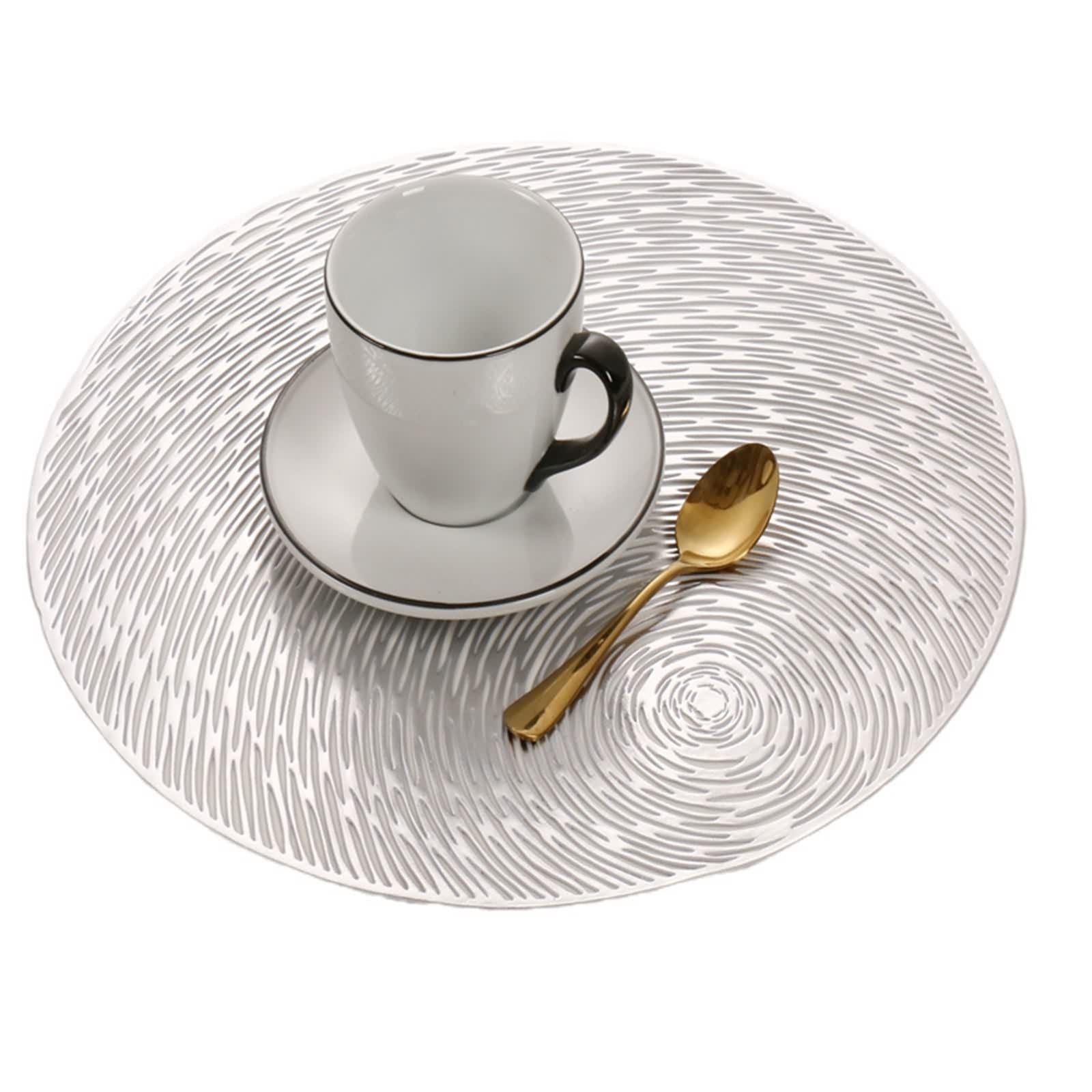 Set de Table Automne PVC, sous Assiette Argent Lot de 8 Motif de Ciel Étoilé Circulaire Creux Dessous de Table 38cm