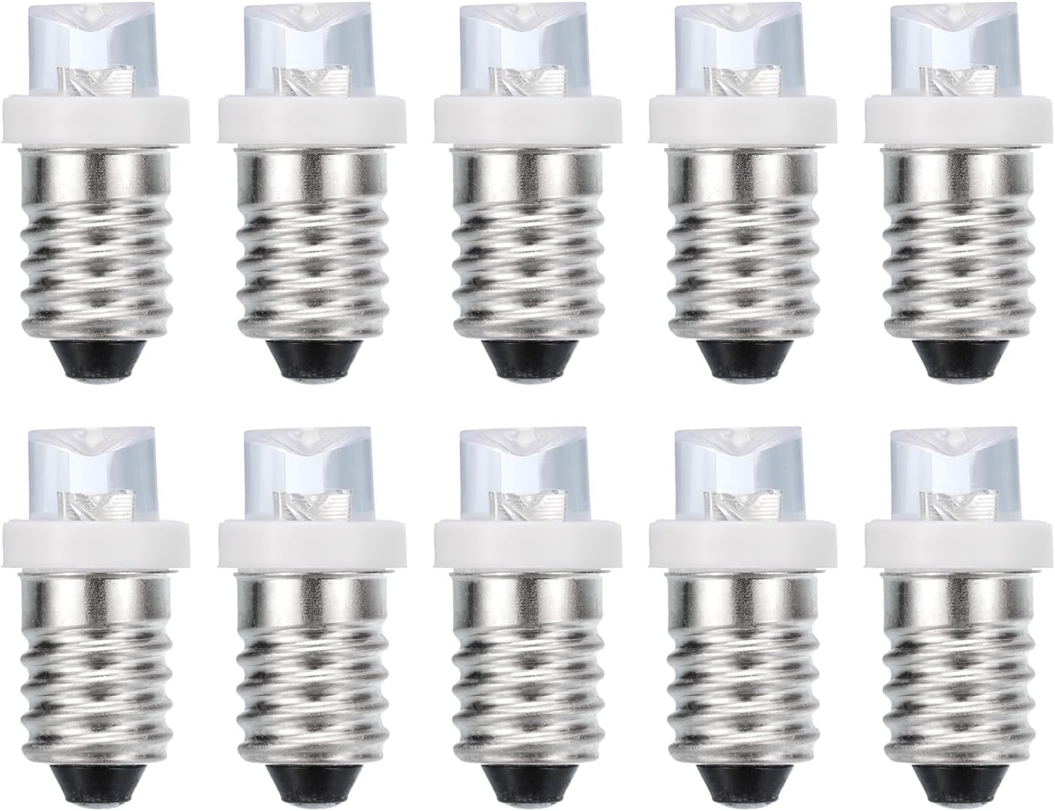 24V/0.02A E10 Mini LED Light Bulbs, 10Pcs Miniature Screw Bulbs Flashlight Bulbs for Scientific Experiment Lighting DIY Accessories, White Light