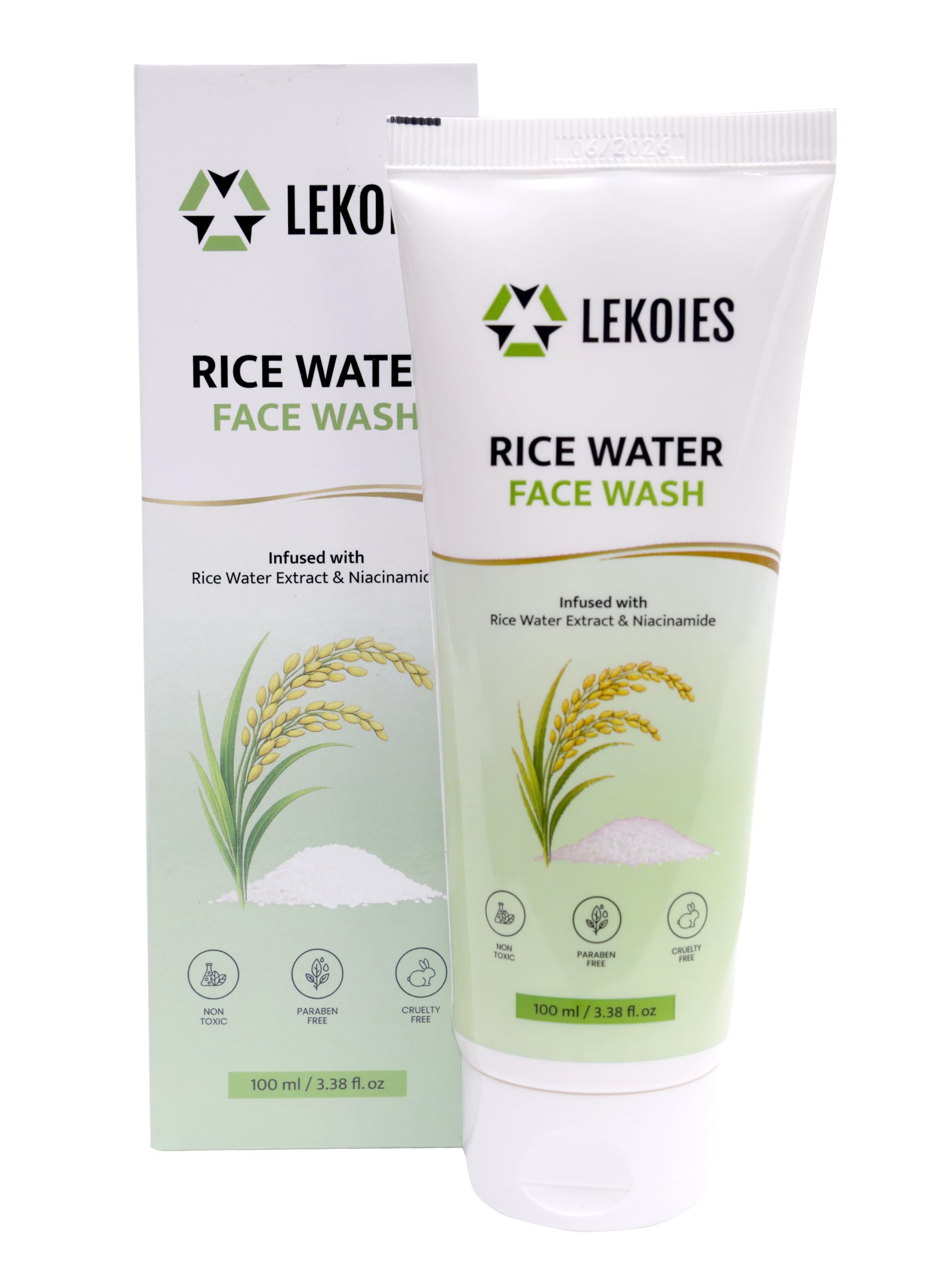 Rice Water Face Wash with Niacinamide and Rice Extract, 100 ml 18x6x5 120 Gram-image-0