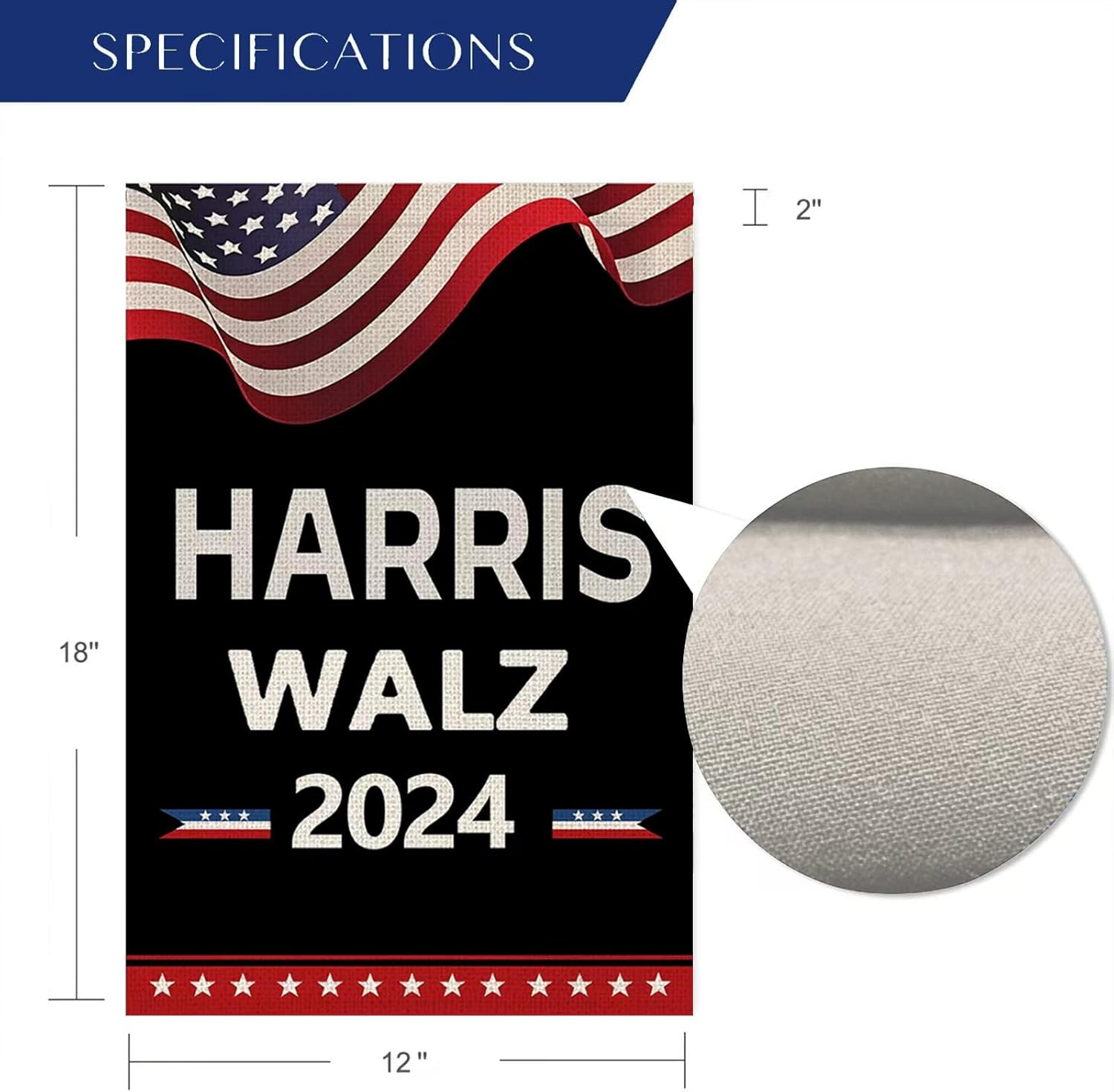 Harris Waltz Garden Flag Specs