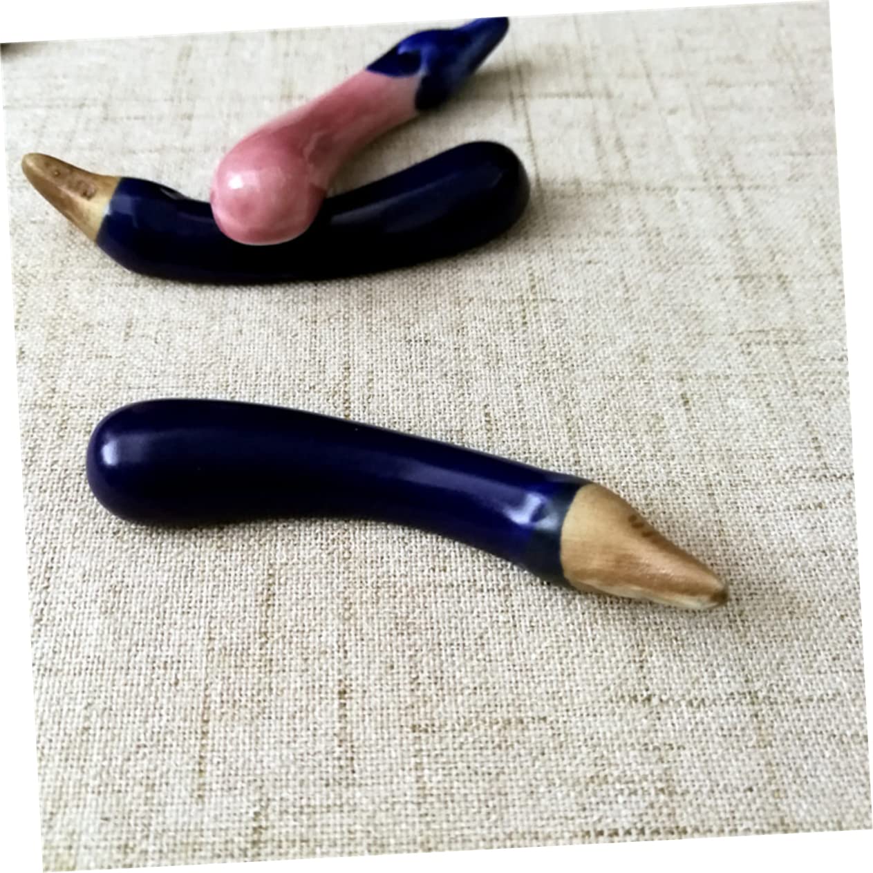Repose-Baguettes, Supports à Baguettes pour Restaurant, en céramique, Motif Aubergine, Lot de 6, Bleu Marine, 7 x 0,8 x 1 cm