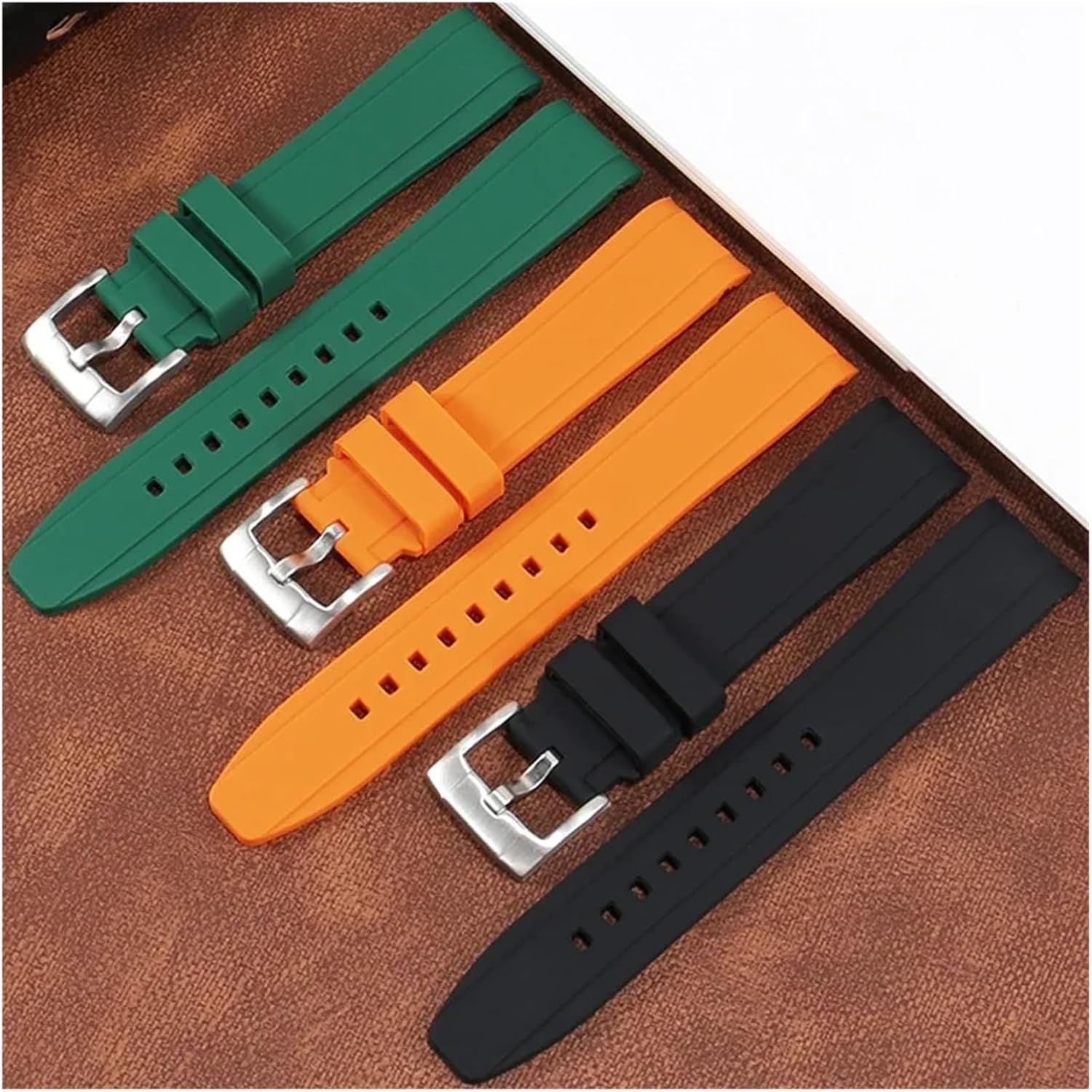 HuanJ Rubber Watch Strap 18 19 20 21 22 23 24mm Curved Interface Silicone