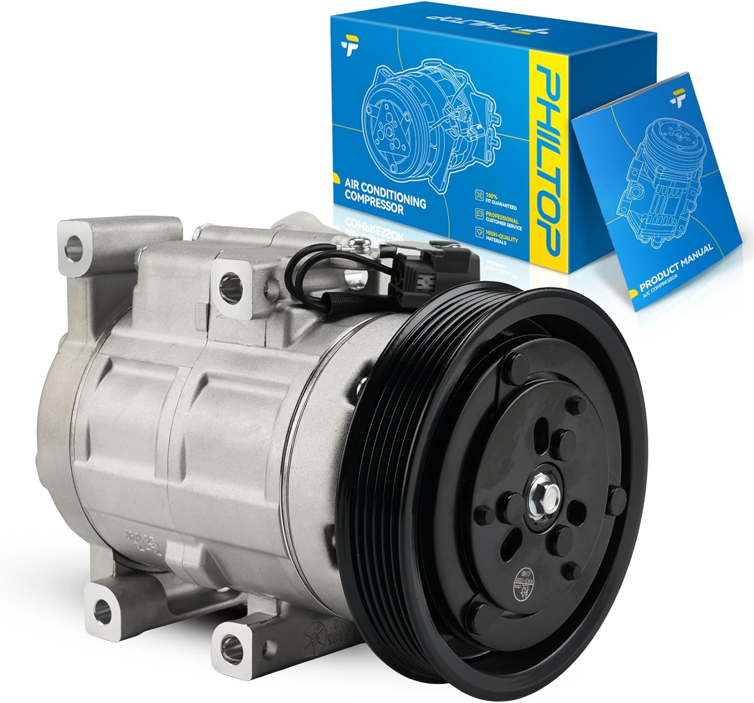PHILTOP 98122 AC Compressor Compatible with Mazda 3 2010-2013 2.5L, 3 2010-2013 2.3T, Mazda 5 2012-2015, Air Conditioning Compressor with Clutch