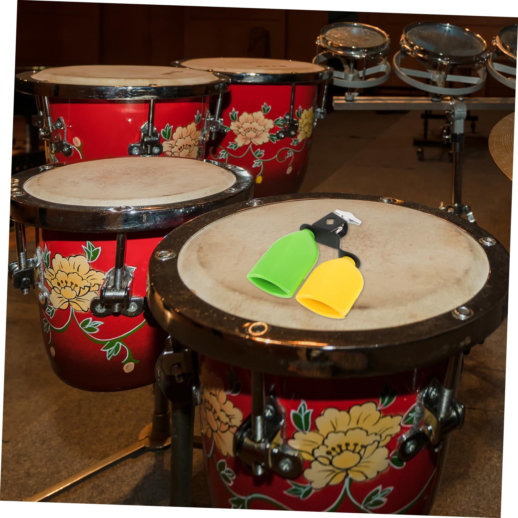 Bloque de Percusión de Plástico Bicolor, 1 Par para Batería | Tonos Altos y Bajos, Pvc y Aleación de Aluminio, para Shows de Danza y Eventos Festivos