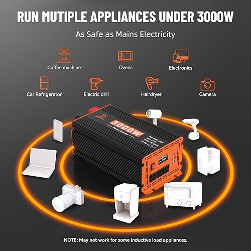 Miniatura 6 de Inversor de corriente de 3000 W de 12 V CC a 110 V120 V CA convertidor para RVcamiónbarcocampamentoinversor de energía solar fuera de la red para