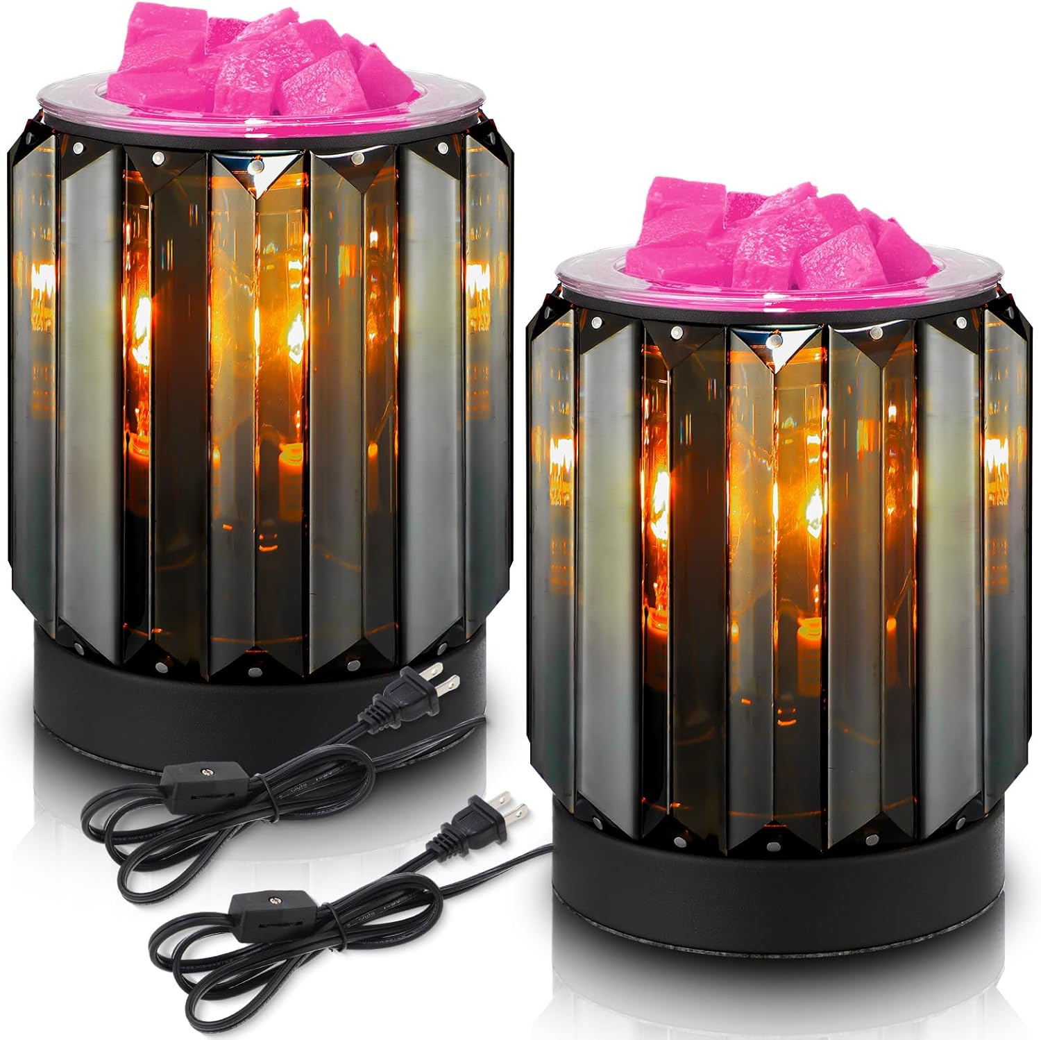 2 Pack Plug in Wax Melt Crystal Electric Wax Melt Warmer Burning Wax Home Fragrance Warmer Wax Burner Melter Decorative Scented Candle Warmer for Wax Cubes for Home Bedroom Office