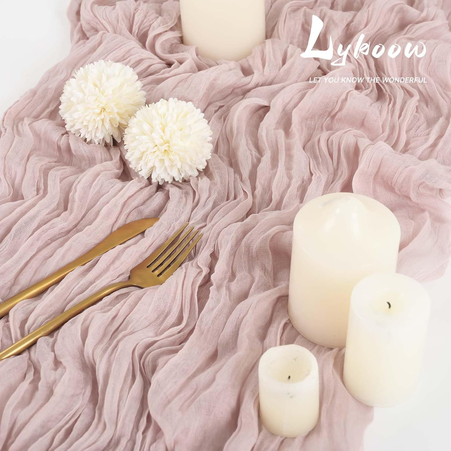 10 Packs Cheesecloth Table Runner Dusty Pink, 10Ft x 35" Gauze Boho Wedding Table Runner Decoration, Wedding Table Decor Table Cloth for Wedding Party Bridal Shower Table