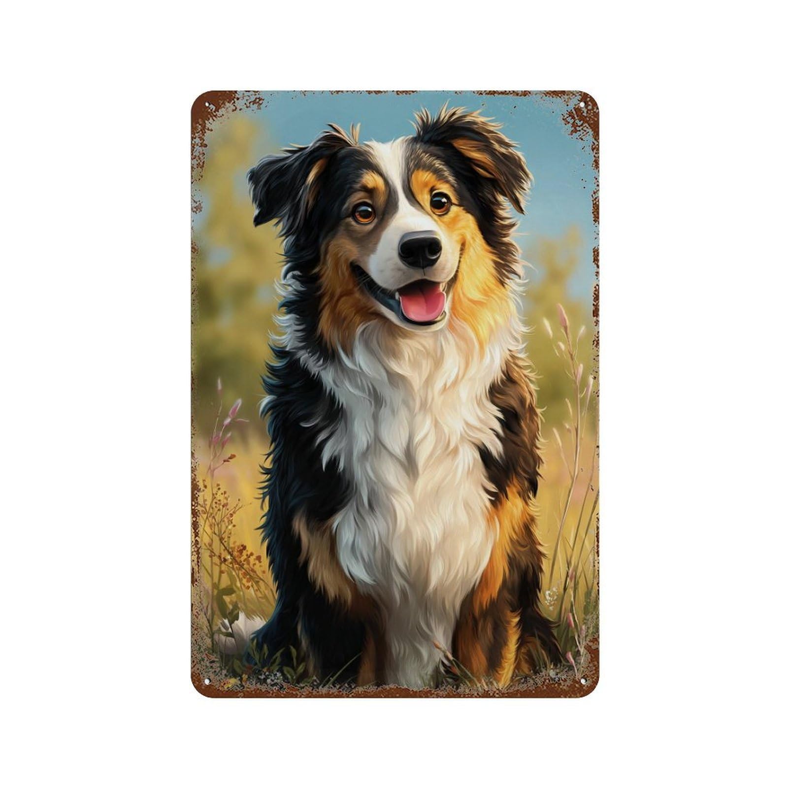 Adorable Australian Shepherd Dog Retro Metal Sign 11.8"x7.9", Vintage Wall Decor for Bistro, Counter And Cafe Decor