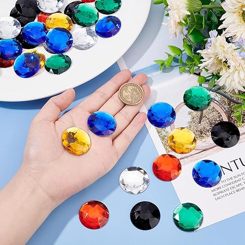 Miniatura 3 de OLYCRAFT 60 diamantes de imitación acrílicos con parte trasera plana de 1.181 in, diamantes de imitación redondos, cabujones de diamantes de